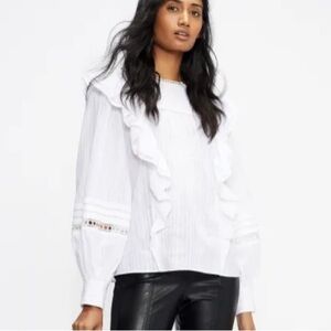 New TED BAKER Silais White Double Frill Blouse Size 4-6